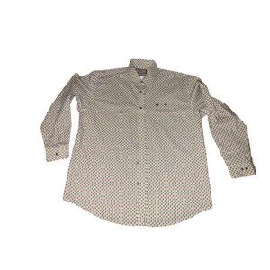 Wrangler Mens Shirt XXL/TTG Long Sleeve Button Down Tan Multi Color‎ Cowboy